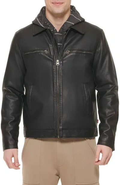 Levi's Faux Leather Zip-up Jacket In Black