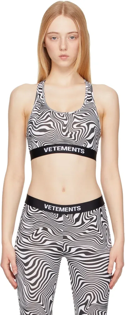 Vetements Black & White Zebra Print Sports Bra