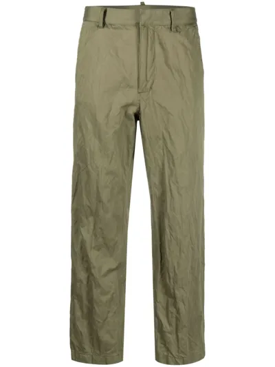 Dsquared2 Wrinkled Cropped Straight-leg Trousers In Green