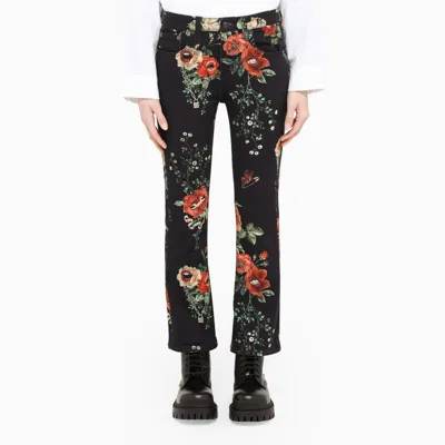 R13 Black Floral-print Slim Jeans In Multicolor