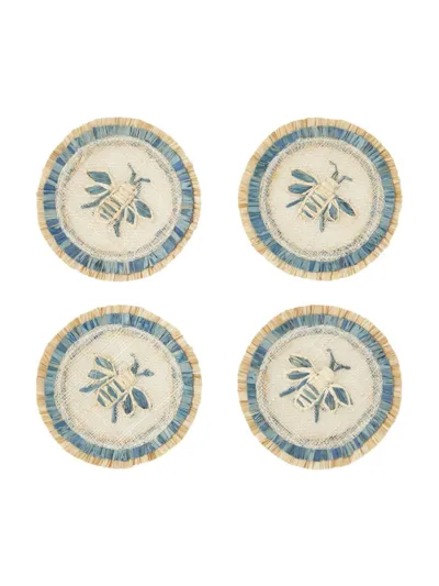 Joanna Buchanan Bee Straw Coasters 4-piece Set In Blue