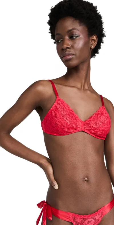 Cosabella Wireless Lace Triangle Bralette In Rossetto