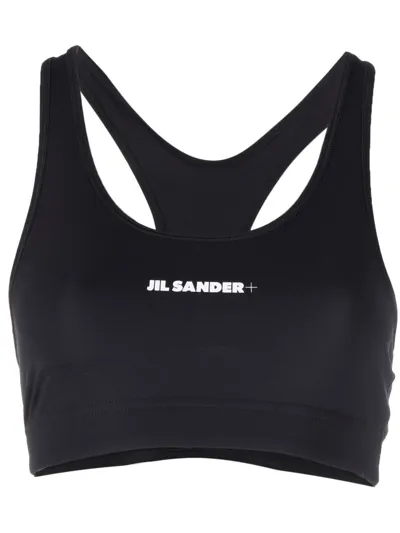 Jil Sander Logo Tech Sports Bra Top In Black