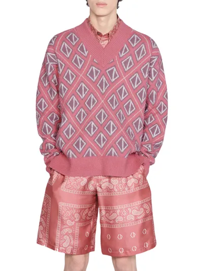 Dior Sweater With Diamond Cd Pattern In Pink & Purple