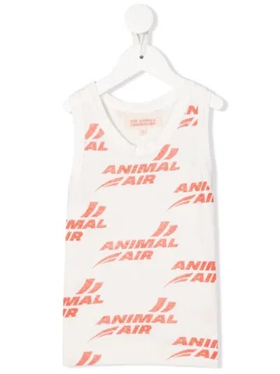 The Animals Observatory Kids' Logo-print U-neck Vest In White