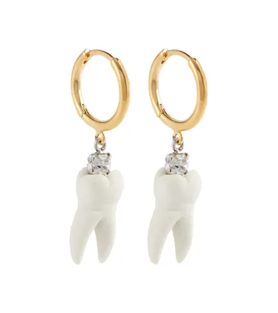 Simone Rocha Embellished Sterling Silver Earrings In Natural/crystal