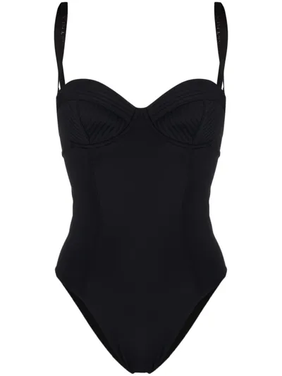 Stella Mccartney Quilted-cup Underwire Swimsuit In Schwarz