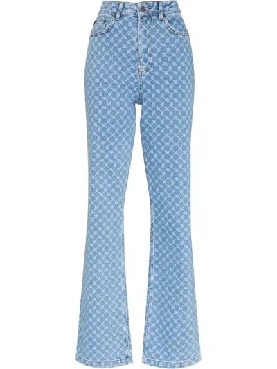 Daily Paper Mel Monogram Straight-leg Jeans In Blue