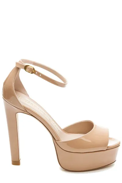 Stuart Weitzman Nudist Disco Sandals In Beige