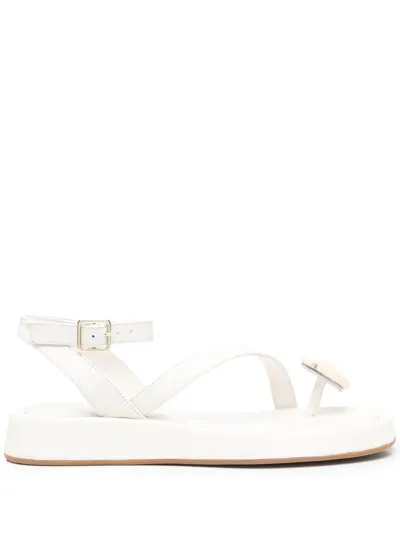 Gia Borghini Rosie Gemstone Flat Sandals In Bianco