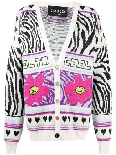 Cool Tm Intarsia-knit Graphic Cardigan In Mehrfarbig