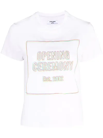 Opening Ceremony Embroidered Box Logo Cotton T-shirt In White