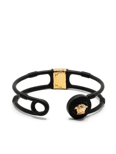 Versace Medusa Logo Cuff Bracelet In Schwarz