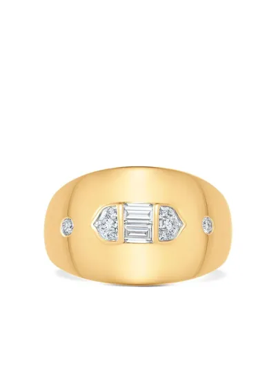 Sara Weinstock 18kt Yellow Gold Aurora Taj Diamond Baguette Signet Ring