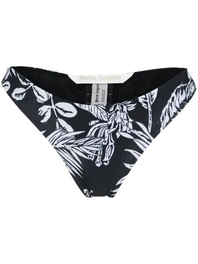 Palm Angels Tropical Print Bikini Bottoms In Black