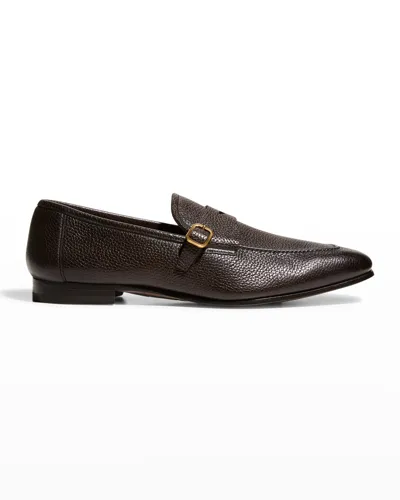 Tom Ford Martin Woven-strap Leather Loafers In Chocolate