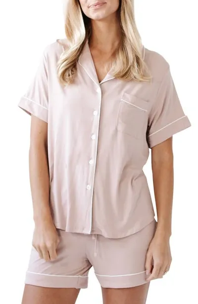 Cozy Earth Short Sleeve Knit Pajamas In Blush