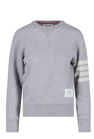 Thom Browne Striped Crewneck Jumper In Grey