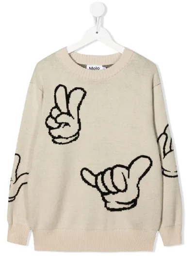 Molo Kids' Bello Cotton And Wool Sweater In Girigio