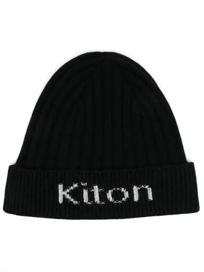 Kiton Ribbed-knit Cashmere Beanie In Black