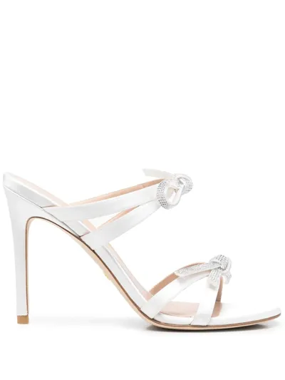 Stuart Weitzman 110mm Sw Bow Crystal Embellished Sandals In Beige