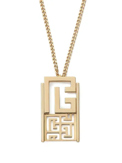 Balmain 18kt Yellow Gold Labyrinth Frieze Pendant Necklace