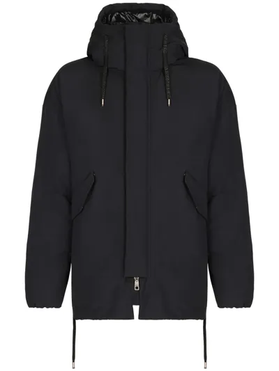 Dolce & Gabbana Black Padded Parka Coat In Nero