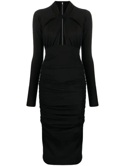 Dolce & Gabbana Black Viscose Blend Midi Dress In Negro