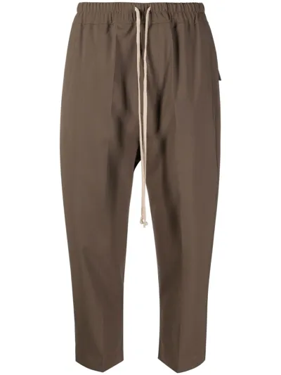 Rick Owens Cropped Drawstring-waistband Trousers In Brown