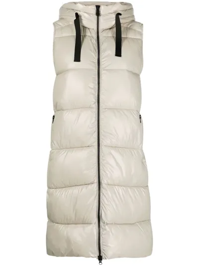 Save The Duck Long Puffer Gilet In Neutrals