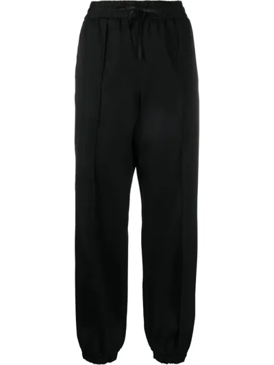 Jil Sander Wool-gabardine Tapered Track Pants In Black