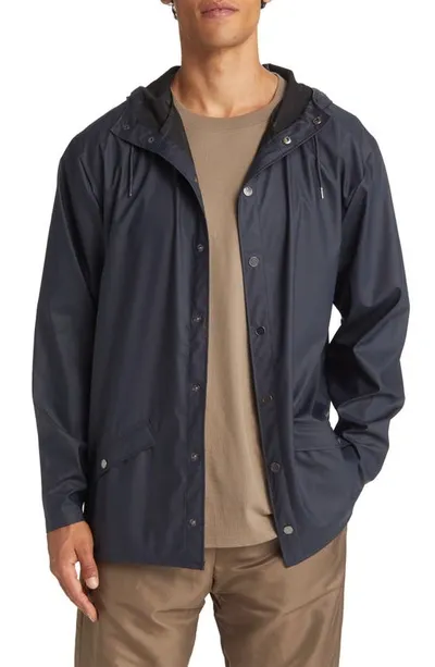 Rains Lightweight Hooded Waterproof Rain Jacket In Navy