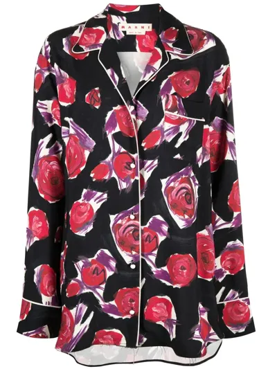 Marni Spinning Roses Cady Shirt In Multicolor