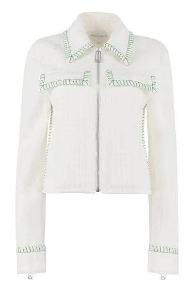 Bottega Veneta Topstitched Matelassé Jacket In Chalk