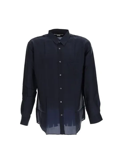 Comme Des Garçons Shirt Buttoned Collar Shirt In Navy