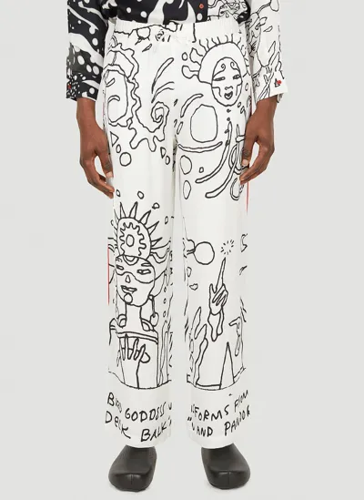 Honey Fucking Dijon Fluid Abstract Pants In White