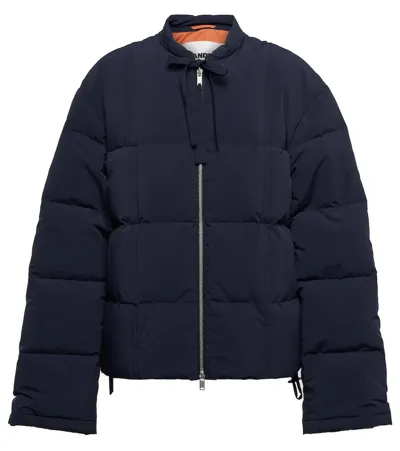 Jil Sander Oversized Cotton Puffer Jacket In Blau