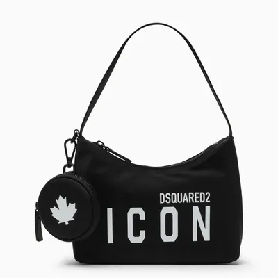 Dsquared2 Icon Black Nylon Shoulder Bag With Logo