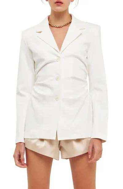 Grey Lab Ruched Blazer In White