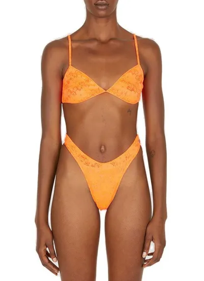 Balenciaga Floral Lace Detailed Bra In Orange