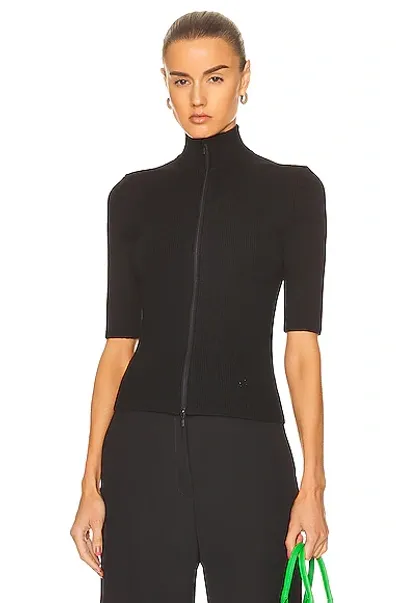 Loewe Cropped Zip Up Sweater In Black