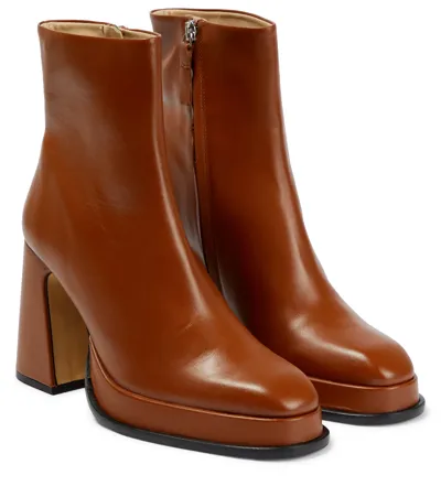 Souliers Martinez Chueca Leather Ankle Boots In Hazelnut