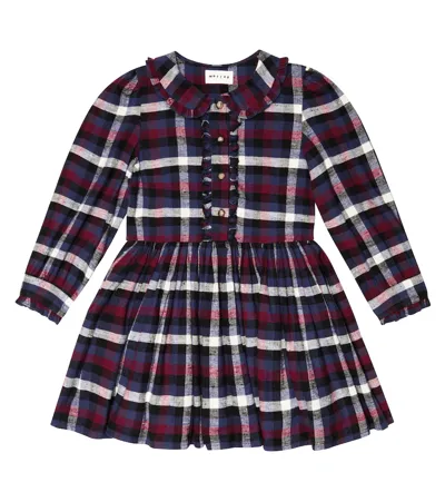 Morley Kids' Rosa Checked Cotton Dress In Bleu