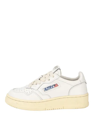 Autry Kids' Medalist Low - Leather Sneakers In Bianco