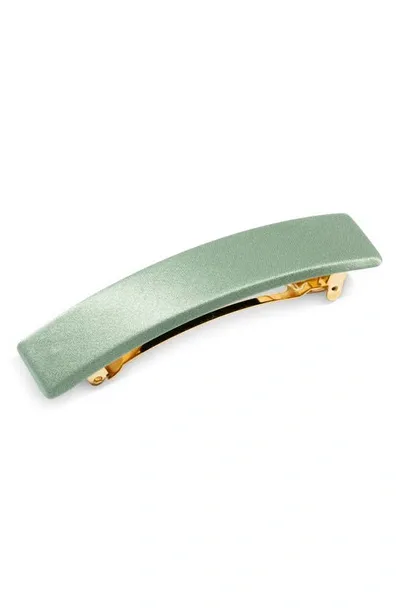 L Erickson Satin Rectangle Barrette In Antique Jade