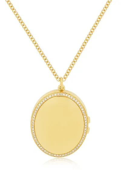 Ef Collection Diamond Oval Locket Necklace In 14k Yellow Gold