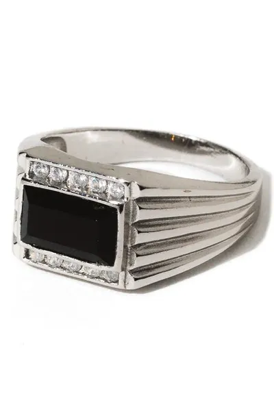 Child Of Wild Levi Onyx Cocktail Ring In Silver