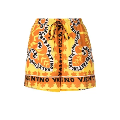 Valentino Mini Bandana Printed Silk Crepe De Chine Shorts In Yellow Multi