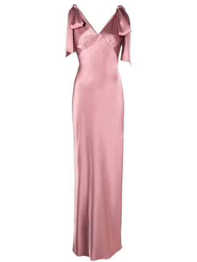 V:pm Atelier Bow-detail V-neck Gown In Pink