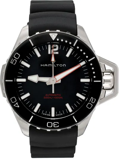 Hamilton Black Khaki Navy Frogman Auto Watch In Schwarz